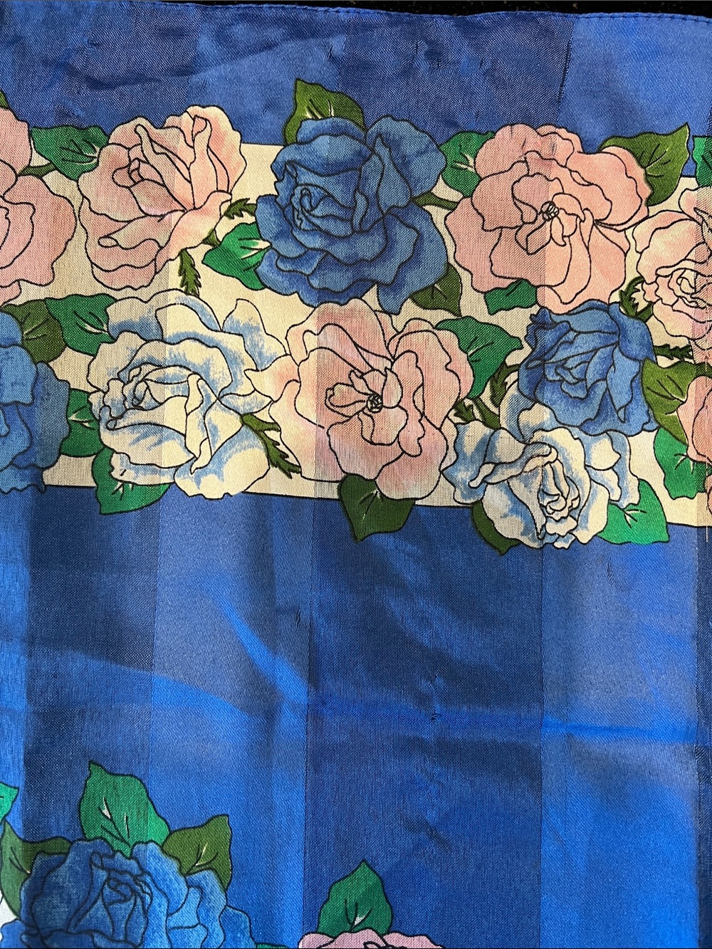 Cobalt Rose Print Women's Scarf - Picture 4 of 4